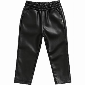 Please pantaloni in ecopelle bambina nero