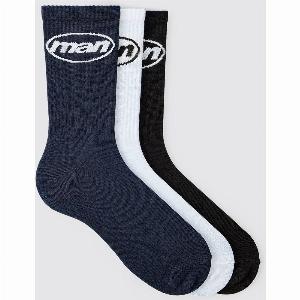Multi 3 Pack Man Ribbed Sport Socks Multi