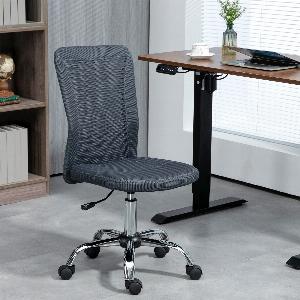 Vinsetto Chaise de bureau ergonomique hauteur réglable piètement chromé pivotant 360 revêtement maille gris foncé
