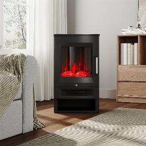 3Sided Freestanding Electric Fireplace with Remote Control  Black 9001800W Adjustable LED Flame  Temperature