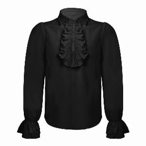 Camicia da pirata per bambini Camicetta vittoriana rinascimentale per ragazzi Manica lunga Polsini in pizzo con volant Abbigliamento medievale per costumi di Halloween 78 Years bianco