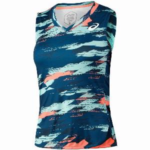 Asics Match Graphic Tank Top Women blue size XL