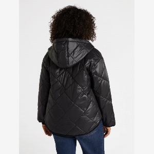 Fiorella Rubino  Piumino effetto lucido con cappuccio Donna Nero Taglia 37 46 IT