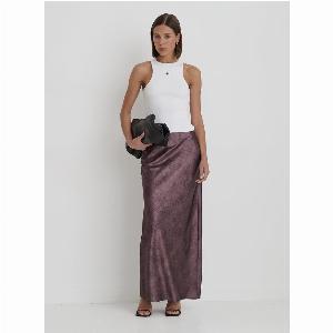 Plum Printed Satin Maxi Skirt Novah