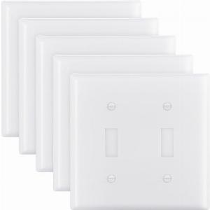 VEVOR Toggle Light Switch Wall Plates 2Gang Switch Electrical Outlet Covers Standard Size 461in L x 453in H Unbreakable Polycarbonate Thermoplastic Faceplate for Receptacle OutletSwitch5 Pack White