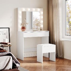 Coiffeuse moderne SIRHONA avec miroir éclairage LED tiroir grand 11999