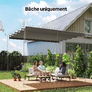 Réduction de 28 Toile de toit grise pour pergola rétractable 3x3 m