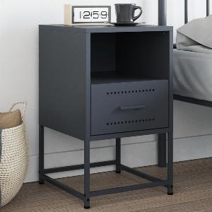 Black Bedside Cabinet 36x39x605 cm Steel by vidaXL Now 8126 13 Off