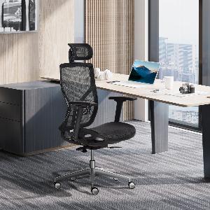 Vinsetto Fauteuil de bureau chaise de bureau ergonomique hauteur réglable avec appuitête accoudoir 3D ajustable pivotante 360 tissu en maille 67 x 65 x 118126 cm noir