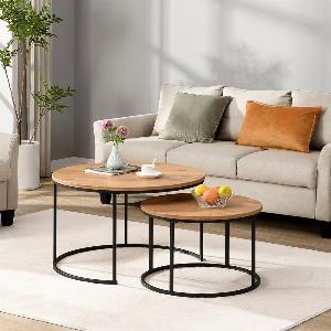Bellini Wooden Nesting Coffee Tables In Oak