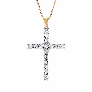 Essential Lab Grown Diamond Cross Necklace  10K Yellow Gold 1 ct tw