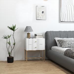 HOMCOM Elegant TwoDrawer Bedside Table  White