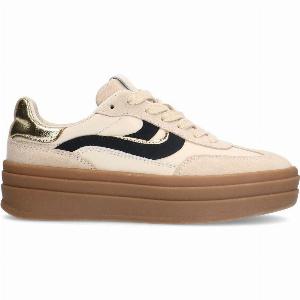 Beige Ledersneaker mit VelourslederAkzenten jetzt nur 60  29  Rabatt