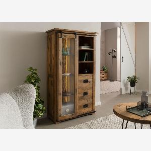 Vitrine en bois de Manguier  Bois de récupération 100x45x175 naturel laqué RAILWAY LUX 125