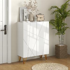 HOMCOM Meuble à chaussures meuble de rangement à chaussures 2 portes étagères réglables 72 x 315 x 95 cm blanc laqué