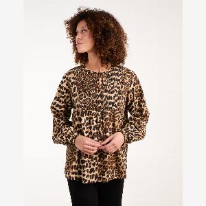 50 Discount on Leopard Print Tie Neck Blouse  Size L in Brown