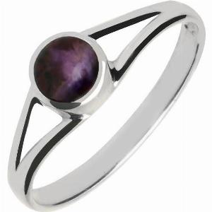 Sterling Silver Blue John Round Split Shoulder Ring Silver