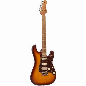 EGitarre massiver Korpus Crema Series mit Gigbag Tobacco Sunburst Finish