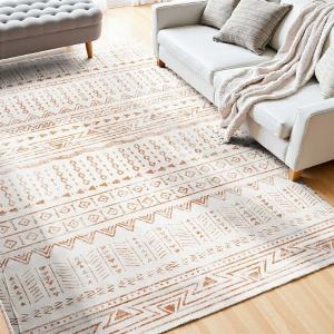VEVOR Area Rug 5 x 8 ft Large Washable Rug NonSlip and TearResistant Soft Carpet Pet Child Friendly Modern Area Rugs Indoor Mat for Bedroom Office Living Room Kids Room Entryway Beige