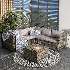 OHS Tuscany 5 Seater Rattan Sofa Set Grey
