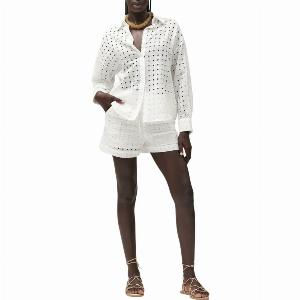 White Wise camicia in pizzo Sangallo bianco