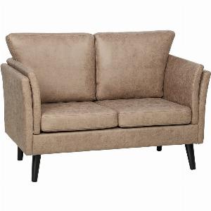 HOMCOM TwoSeater Leathaire Sofa Light Brown