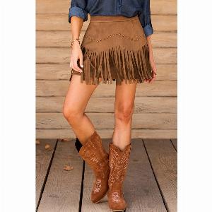 Western Whim Brown Mini Skirt