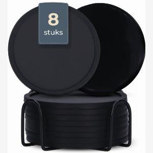 19 Rabatt Castagnola SilikonUntersetzer Set  8 Stück in Schwarz