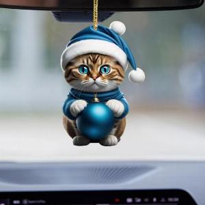 Ornamento di Natale a forma di gatto decorazione per albero di Natale portachiavi da appendere allo zaino accessorio per le feste in acrilico 36