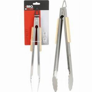 Pinza per barbecue in acciaio inox con manico in legno 37 cm sconto 15