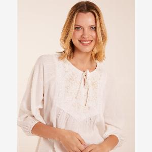 Floral Embroidered Bust Top  M  IVORY