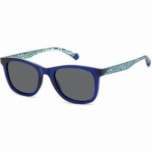 Polaroid Enfant PLD 8060S PJPM9 Lunettes de soleil Plastique Bleu Gris Carré Polarisé