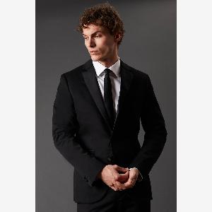 Mens Black Skinny Fit Tuxedo Suit Jacket
