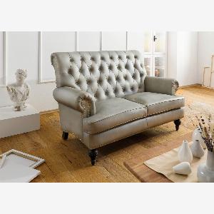Canapé 2 places en cuir gris CHESTERFIELD 206 maintenant 133191 