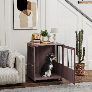 PawHut Dog Crate Table for Medium and Large Dogs with Magnetic Door for Indoor Use 60 x 55 x 70 cm Purple