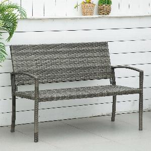 Enjoy 10 off the Outsunny Grey Rattan 2Seater Garden Bench