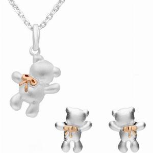 Rose Gold Plated Sterling Silver Teddy Bear Two Piece Set