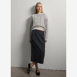 Stefanel Grauer MohairMischpullover im regulären Schnitt Damen Hellgrau