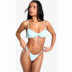 Womens Starfish Trim Ruched Tie Side Brief  Blue  12