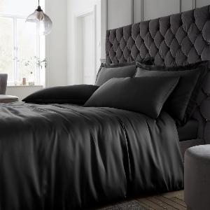 Enjoy a 60 Discount on Catherine Lansfield Silky Satin Duvet Set in Black