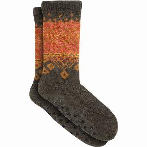 Weird Fish Kochi Fair Isle Cosy Lined Slipper Sock Deep Lichen Green Size 711