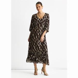 Enjoy 20 Discount on Chocolate Viscose Maxi Dress with Balloon Sleeves