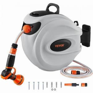 VEVOR Retractable Hose Reel Water Hose Reel 20m x 13cm 180 Swivel WallMounted
