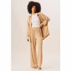 Enjoy 35 Discount on Camel Textured PullOn Wide Leg Trousers