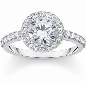 Get 13 Off THOMAS SABO Womens Silver Ring with White Zirconia Halo