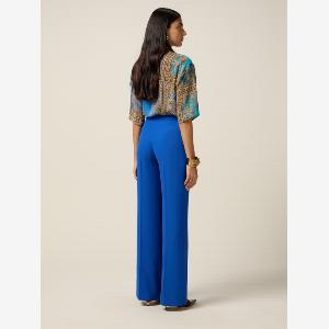 Oltre  Pantaloni palazzo in tessuto crêpe Donna Blu Taglia 44