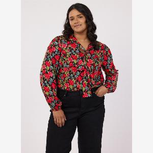 Joanie Clothing Etoile Antique Rose Print Tie Neck Blouse US 22