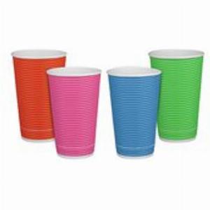 Pappbecher Heißgetränkebecher doppelwandig Farbmix geriffelt 400ml max 500ml 25 Stk