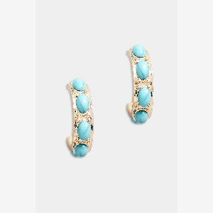 Mini Boucles Doreilles Dorées Pierres Bleues