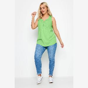 Débardeur Vert Pastel Boutonné en Jersey Taille Plus avant 24  9